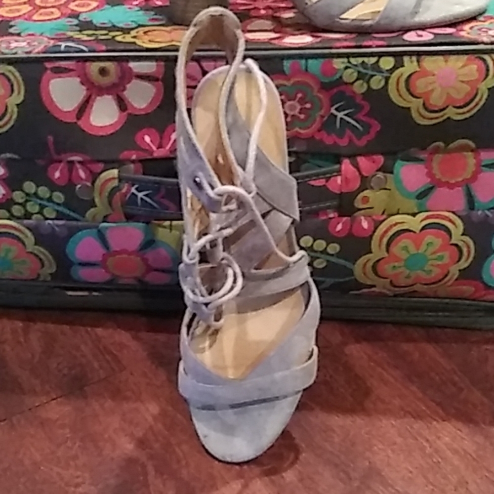 Women's Toe Out/Sling back Belta GREY heels